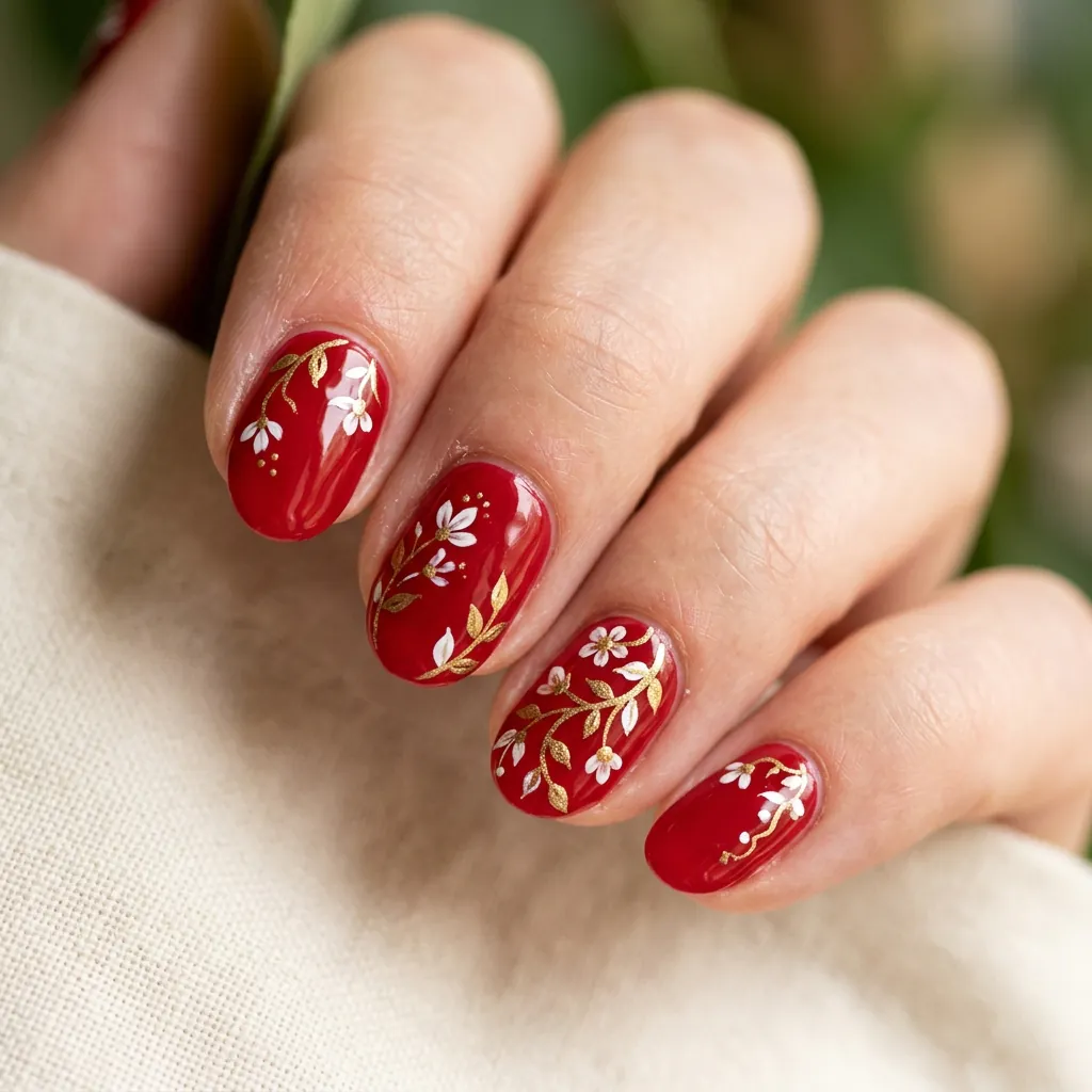 Floral Chinese New Year Nail Ideas