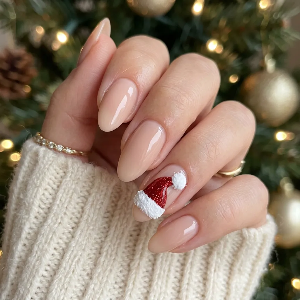 Santa Hat Nail Idea