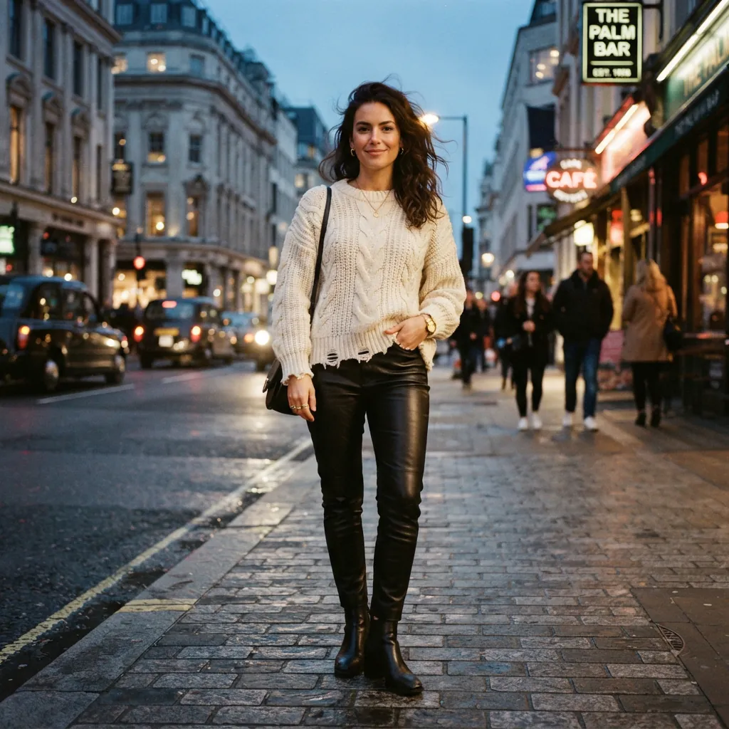 Woman standing under city lights 202608130757